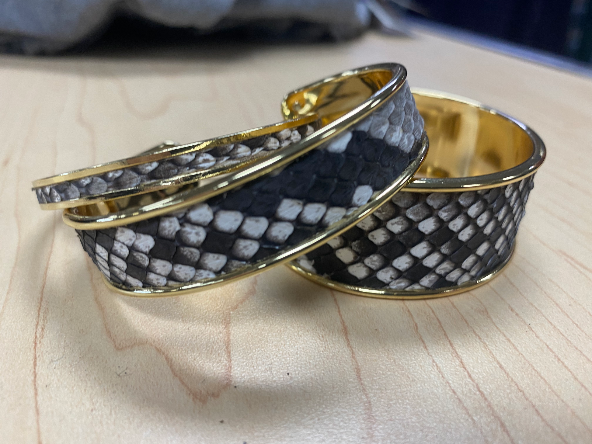 Python Skin Gold Cuff