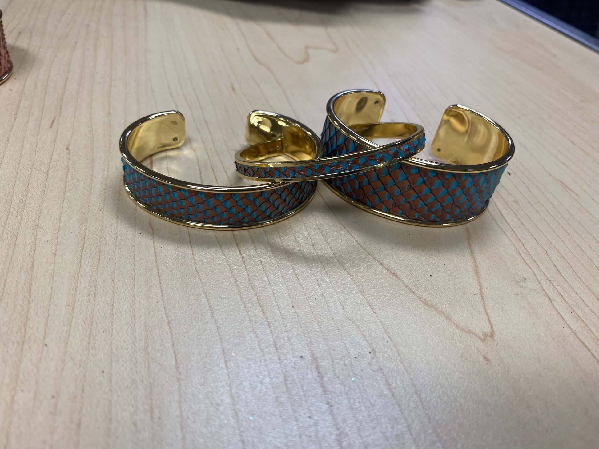 Python Skin Gold Cuff