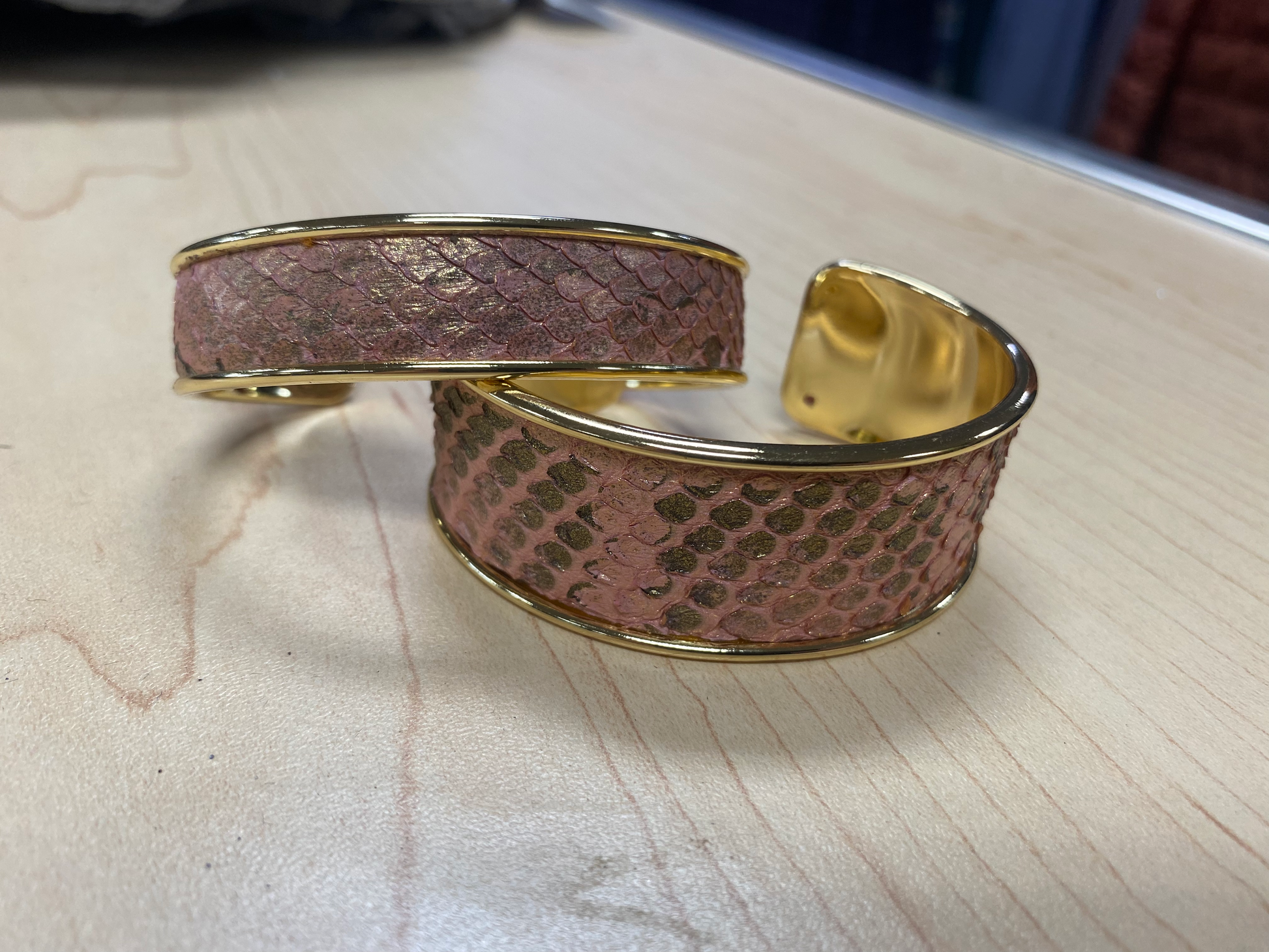 Python Skin Gold Cuff