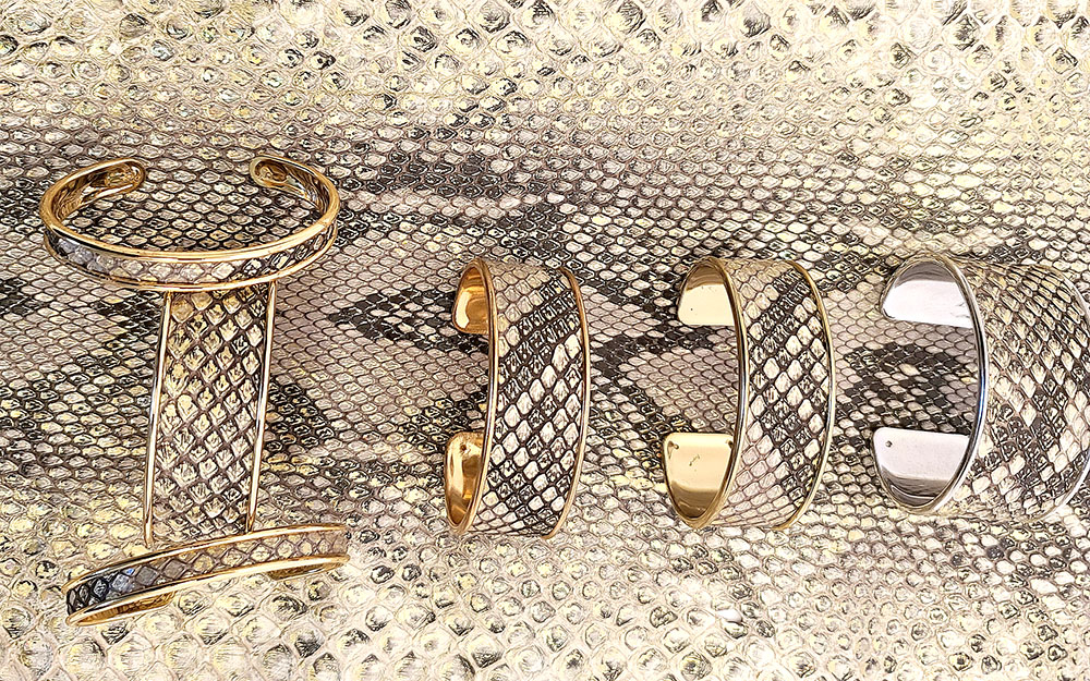 Python Skin Gold Cuff