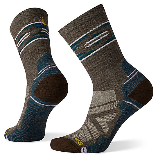 Hike Light Cushion Broken Stripes Pattern Crew Socks