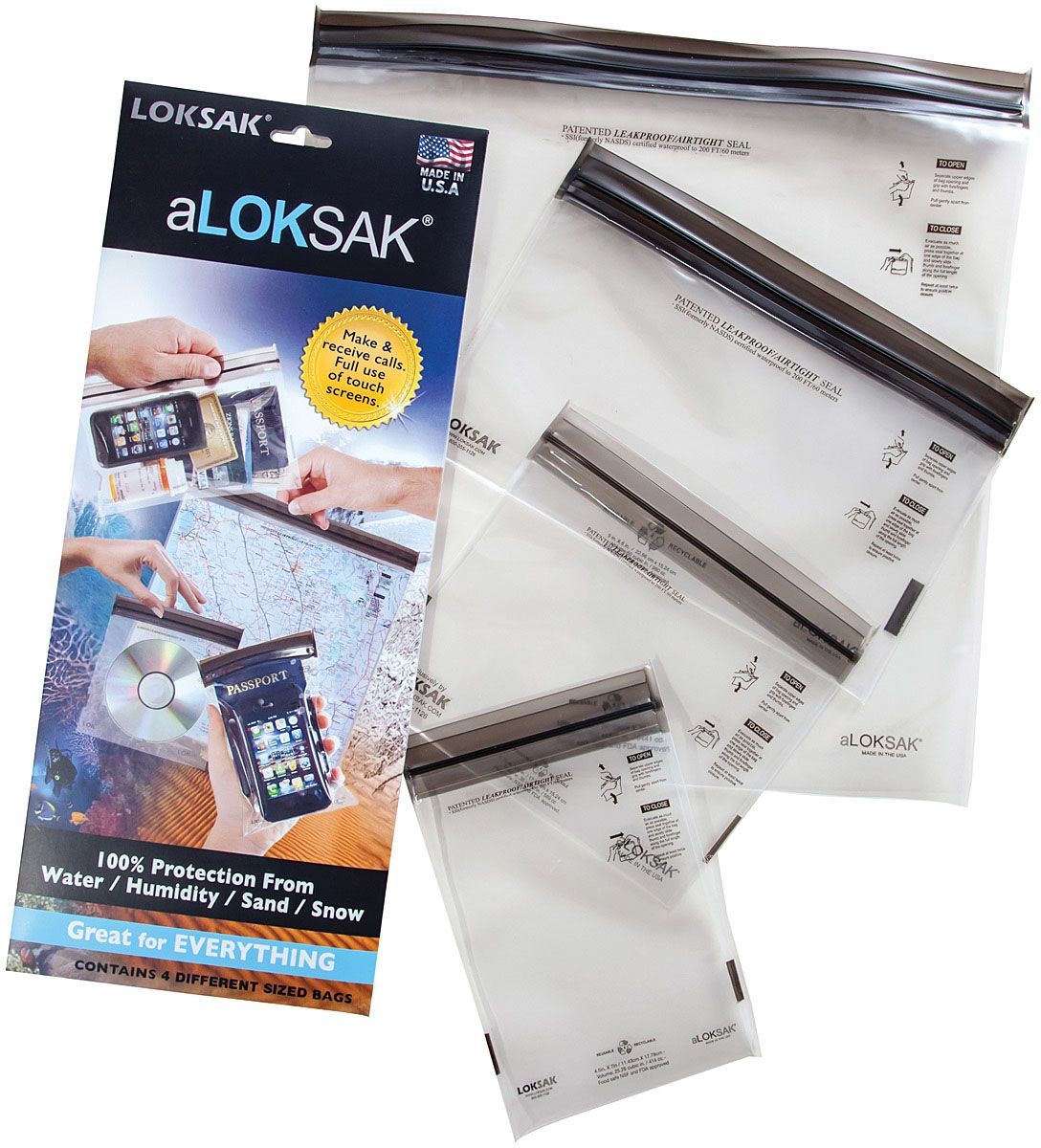 aLOKSAK Bags Mltipack (Set of 4 - 4" X 7", 6" X 6", 9" X 6", 12" X 12")