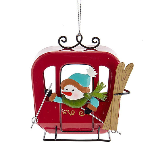 Snowman/Santa in Ski Gondola Ornament
